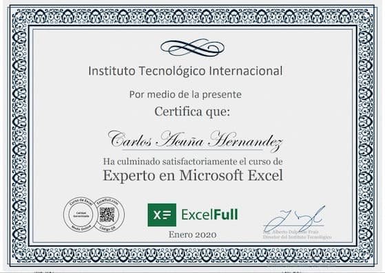 Certificado Excel Full